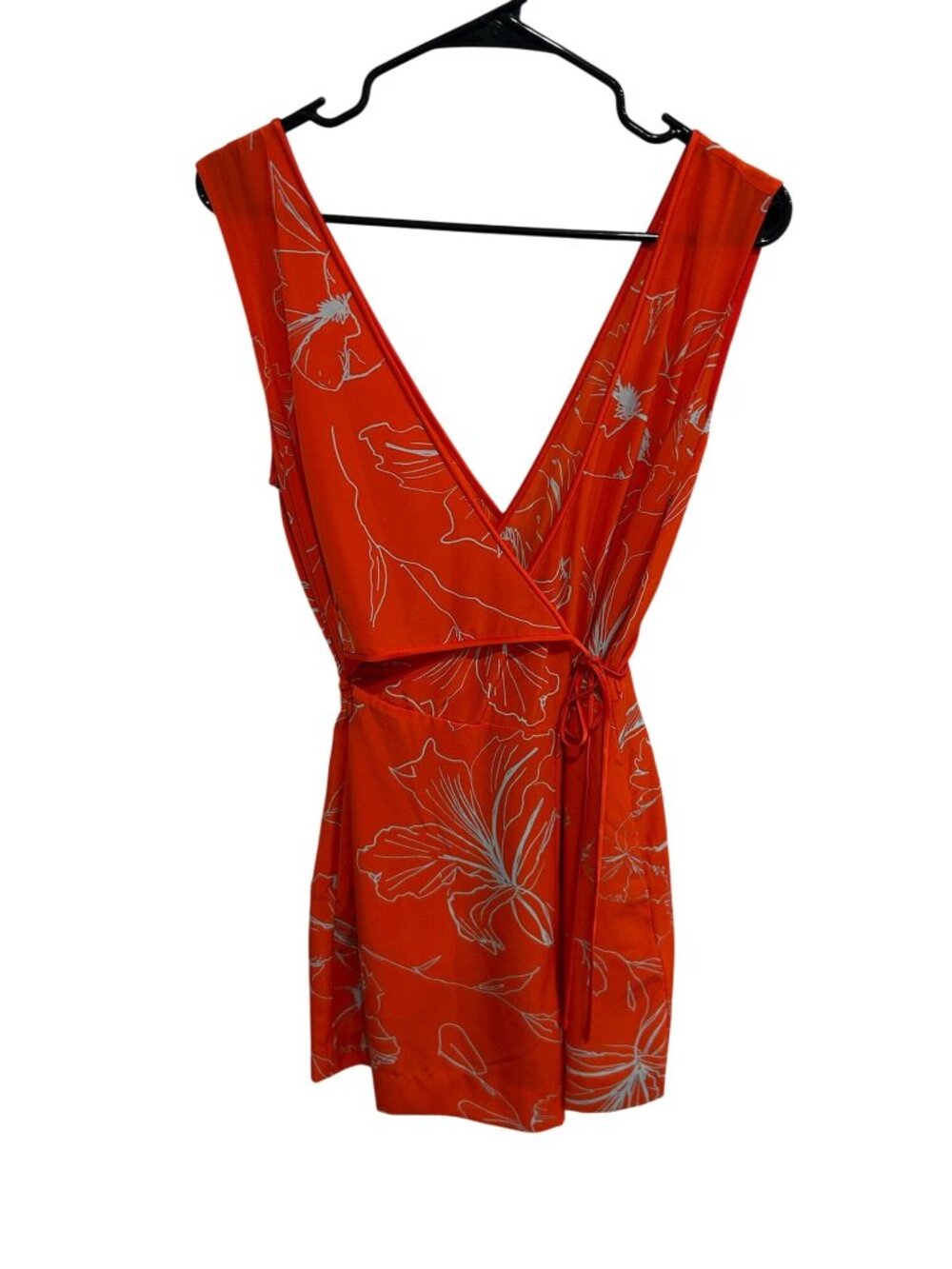 Diane Von Furstenberg Celeste 4 Silk Wrap Romper Orange Floral NWT Soft Girl